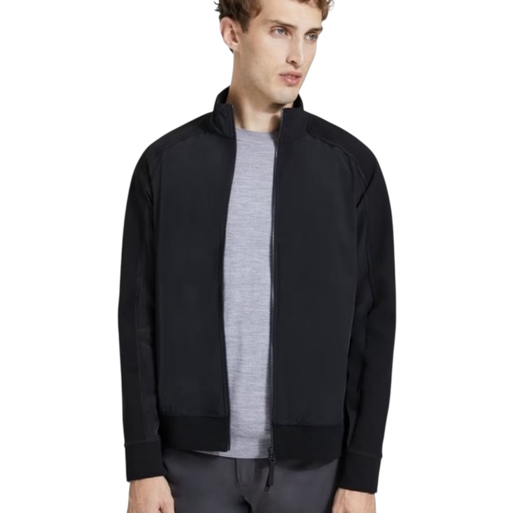 Theory Varick Paper Nylon Zip Jacket Mens Medium Black Lightweight Windbreaker